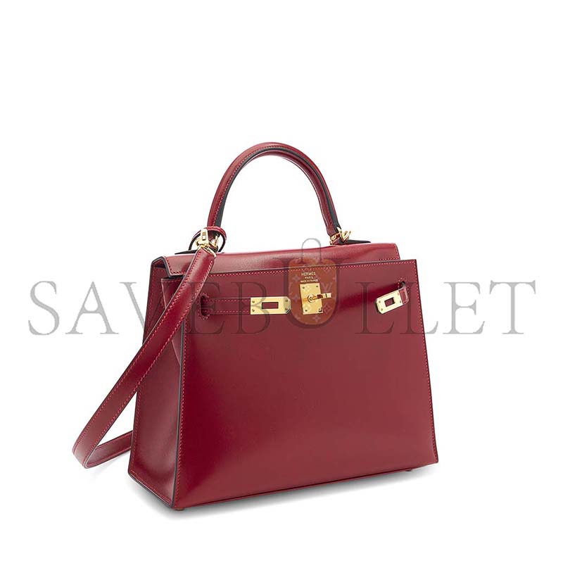 H**mes master a rouge h calf box leather kelly 25 with gold hardware (25*17*7cm)